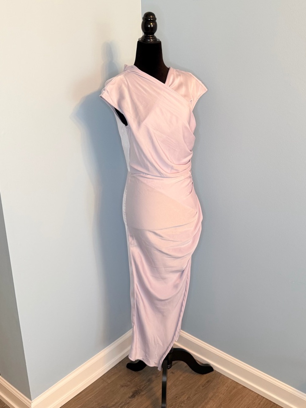 Lavender Wrap-Style Midi Dress